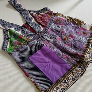 High End Etro Silk Top, Printed silk, Italy, colourful, M, mint, unique